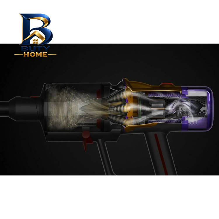 محصول نمونه تستی جارو شارژی عصایی دایسون مدل V12 Detect Slim Absolute با حسگر لیزری تشخیص گرد و غبار تنظیم خودکار قدرت مکش، دارای فیلتر H